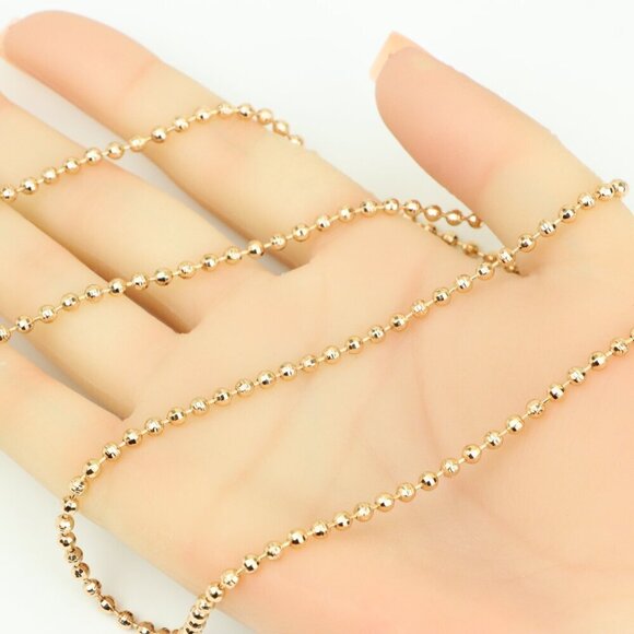 "Elegant Rose Gold Ball Chain Necklace High Polish Finish, XPNL0334 - Picture 4 of 12